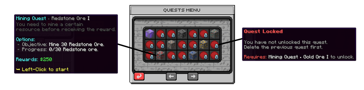 Mining Quest Unlocks